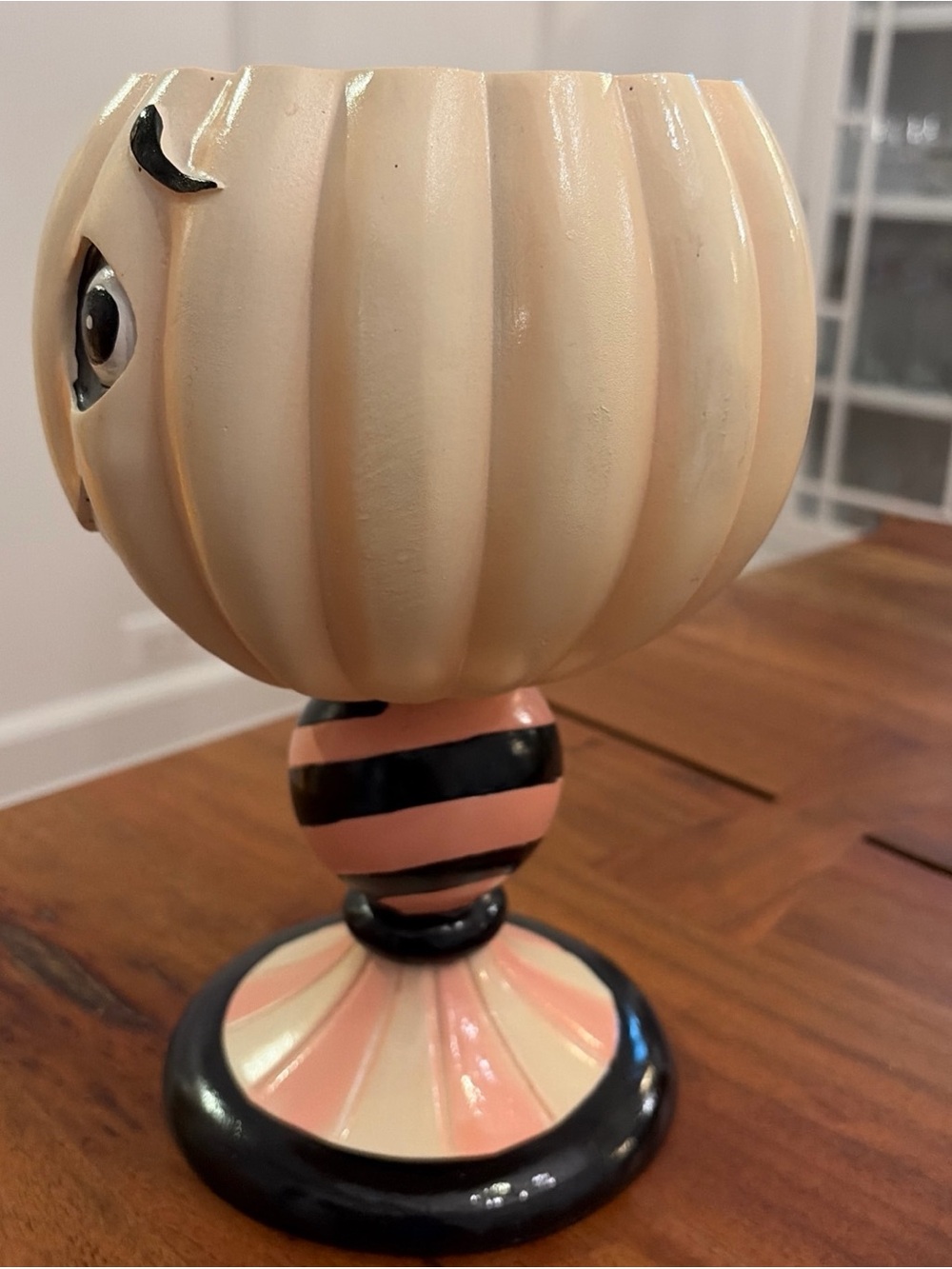 Toil & Trouble Pink Pumpkin Candy Bowl Whimsical Pastel Halloween Pedestal Rare - Picture 4 of 16